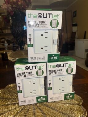 theOUTlet White Double Outlet Adapter - 4-Pack
